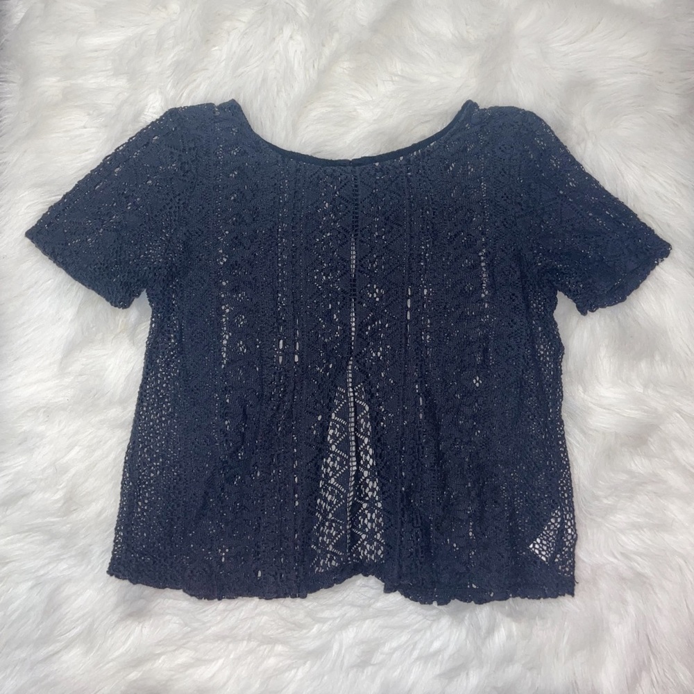 American Eagle Outfitters Navy Blue Laced Top